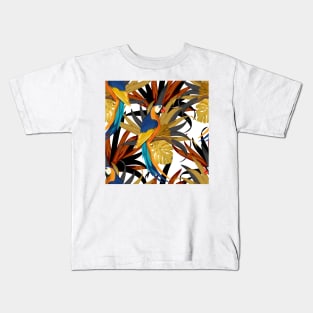 Tropical Leaves and Macaw Kids T-Shirt